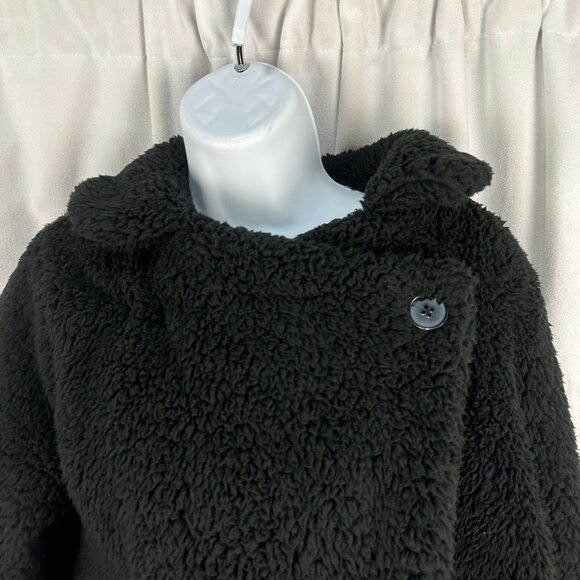 Cuddl Duds Womens Black Faux Sherpa Jacket With Button Detail Size S - Picture 2 of 7
